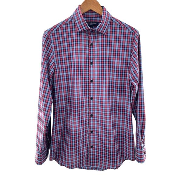Mizzen+Main Other - MIZZEN + MAIN Leeward Trim Fit Long Sleeve Blue Plaid Button Down Shirt Size S
